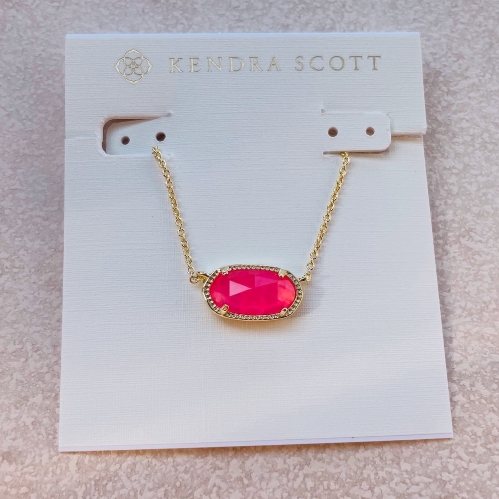 Kendra Scott Elisa Pink Azalea Illusion Gold Necklace